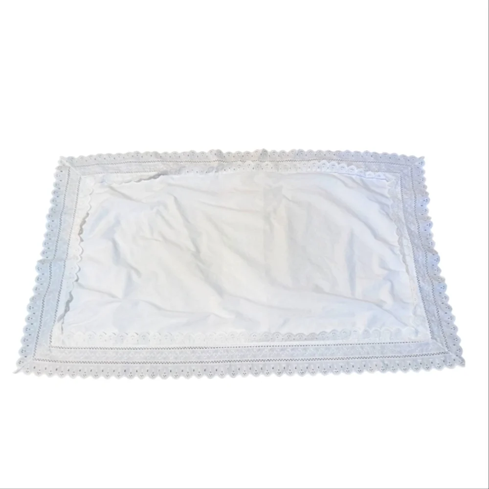 Vintage Wamsutta Pillow Sham King Eyelet Lace Trim Cottagecore Shabby Chic White
